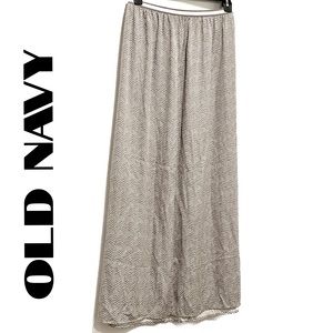 Old Navy Taupe & White Dot Maxi Skirt